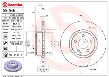 Mercedes E Serisi W211 Kasa E320 Ön Fren Diski Büyük Tip 312 mm Çap 2002-2009 BREMBO
