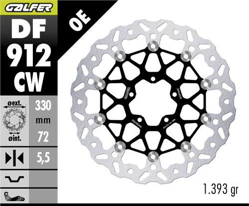 Ducati Scrambler Flat Track Pro Ön Fren Diski 330 mm 2015 ve Sonrası GALFER DALGALI HAREKETLİ ALÜMİNYUM DİSK