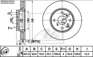 Citroen C1 Ön Fren Diski Havalı Tip 2006-2014 ATE ORIGINAL