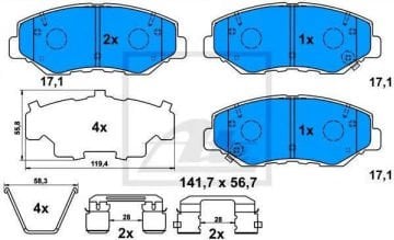 Honda Civic Ön Fren Balatası 1.6 Benzinli i-Vtec Sedan FC5 2017-2022 ATE ORIGINAL