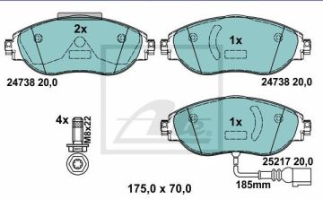 Audi A3 S3 Performanslı Seramik Ön Fren Balatası 2.0 TFSI 2013-2020 ATE SERAMİK