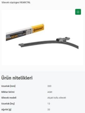 Volkswagen Passat B8 Variant Arka Silecek 330 mm 2015-2022 CONTINENTAL