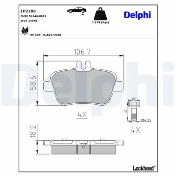 Mercedes A Serisi W176 Kasa A180 1.6 122 Beygir Arka Fren Balatası AMG Spor Paket 2013-2018 DELPHI