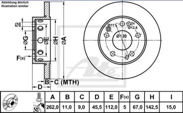 Mercedes 201 Kasa 190 Ön Fren Diski 262 mm Düz Tip 1983-1994 ATE