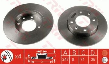 Citroen C4 Fren Diski Arka 247 mm - TRW