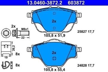 Citroen C5 Aircross Arka Fren Balatası 1.5 BlueHDi 130 Beygir 2018-2025 ATE ORIGINAL