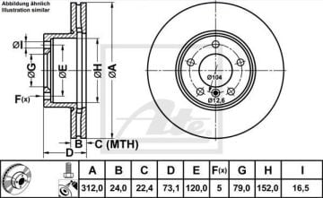 BMW E84 X1 Fren Diski Ön 20i sDrive / 312 mm 2010-2015 ATE ORIGINAL