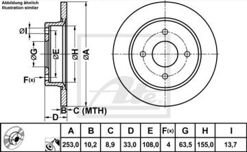 Ford Focus 1 Arka Fren Diski 253 mm Çap 1999-2004 ATE ORIGINAL