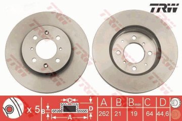 Honda Civic 6 VTEC Ön Fren Diski 1.6 160 Beygir 262 mm Çap 1996-2001 TRW