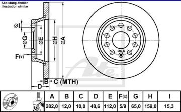 Volkswagen Passat B7 Arka Fren Diski 1.4 TSI 122 Beygir 282 mm 2011-2014 ATE ORIGINAL