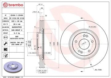 Hyundai i20n Ön Fren Diski 1.6 T-GDI 204 Beygir 320 mm Çap 2021 Sonrası BREMBO