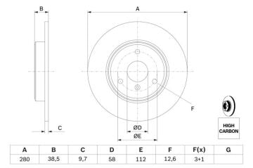 Smart Fortwo Ön Fren Diski 280 mm Çap 2007 Sonrası BOSCH