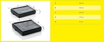 Mercedes C Serisi W203 Kasa C220 CDI Karbonlu Polen Filtresi 2.2 Dizel 143 Beygir Montaj Tarafı Torpido Gözü 2001-2006 MANN