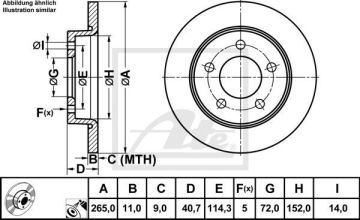 Mazda 3 Arka Fren Diski 265 mm 2004-2009 ATE ORIGINAL