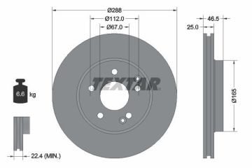 Mercedes 208 Kasa CLK200 / CLK200 K Ön Fren Diski Havalı 288 mm Çap TEXTAR