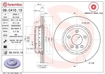 BMW 5 Serisi F10 Kasa 528i Ön Fren Diski 330 mm Çap 2011-2016 BREMBO