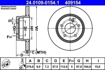 Mercedes C Serisi W204 Kasa C180 Arka Fren Diski 278 mm Çap Standart Paket İçin 2007-2013 ATE ORIGINAL
