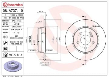 Mercedes C Serisi W204 Kasa C180 Arka Fren Diski 278 mm Çap Standart Paket İçin 2007-2013 BREMBO