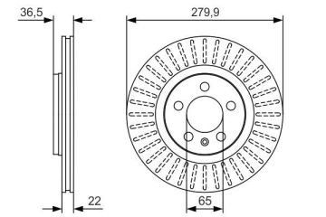 Volkswagen Bora Ön Fren Diski 1.9 TDI 90 Beygir 280 mm Çap 1999-2006 BOSCH