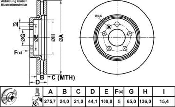Volkswagen Taigo Ön Fren Diski Bütün Modellere 276 mm Çap 2021 Sonrası ATE ORIGINAL
