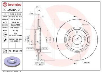 Hyundai i30 Ön Fren Diski 1.6 Dizel 136 Beygir Büyük Tip 300 mm Çap 2012-2016 BREMBO