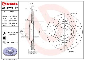 Volkswagen Tiguan Performanslı Ön Fren Diski 1.4 TSI 160 Beygir 312 mm Çap Delikli 2008-2015 BREMBO XTRA