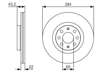 Opel Corsa D Ön Fren Diski 1.3 CDTI 90/95 Beygir 284 mm Çap 2006-2014 BOSCH