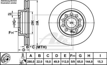 Seat Altea Performanslı Ön Fren Diski 1.6 102 Beygir 280 mm Çap Çizgili 2004-2015 ATE POWER DISC