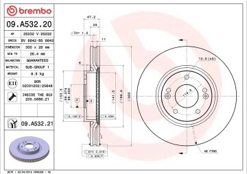 Hyundai i30 Ön Fren Diski 1.6 T-GDI 186 Beygir Büyük Tip 300 mm Çap 2012-2016 BREMBO