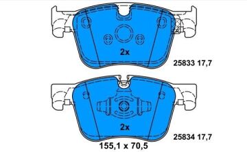 Peugeot 308 Ön Fren Balatası 1.6 BlueHdi 120 Beygir 304 mm Disk İçin 2014-2020 ATE ORIGINAL