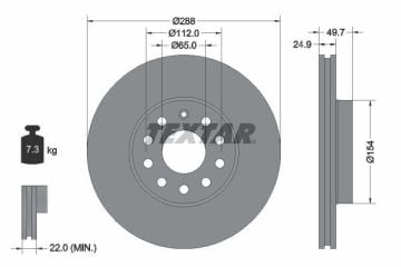 Audi A3 Ön Fren Diski 1.4 TFSI 125 Beygir 288 mm Çap 2013-2020 TEXTAR