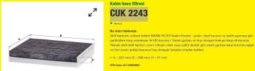 Opel Corsa D Karbonlu Polen Filtresi 1.4 90 Beygir Z14XEP Motor 2006-2014 MANN