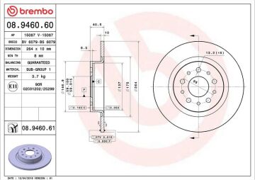 Fiat Egea Station/Cross Arka Fren Diski 1.3 Multijet 95 Beygir 264 mm Çap 2015-2020 BREMBO