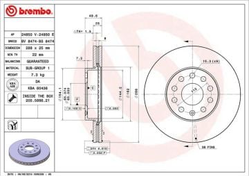 Seat Leon 3 Ön Fren Diski 1.2 TSI 288 mm Çap 2013-2020 BREMBO