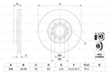 Skoda Superb 2 Ön Fren Diski 1.6 TDI 105 Beygir 288 mm Çap 2008-2014 BOSCH