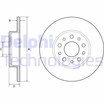 Fiat Egea Sedan/Hatchback/Cross Arka Fren Diski 1.3 Multijet 95 Beygir 251 mm Çap 2015-2020 DELPHI