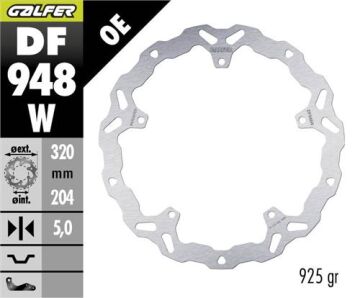 KTM RC 390 Ön Fren Diski 320 mm 2022 Sonrası GALFER DALGALI HAREKETLİ ALUMİNYUM DİSK