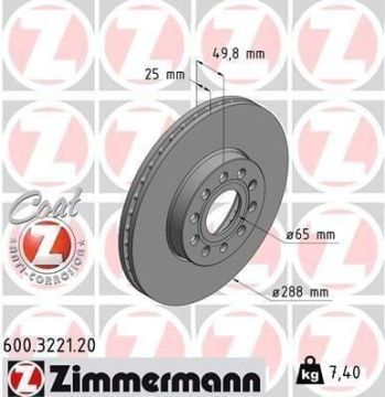 Skoda Superb 2 Ön Fren Diski 1.6 TDI 105 Beygir 288 mm Çap 2008-2014 ZIMMERMANN