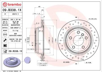 BMW 4 Serisi F32 418i Performanslı Arka Fren Diski 300 mm çap Delikli 2014-2020 BREMBO XTRA