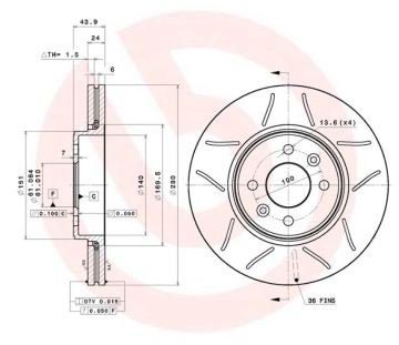 Renault Megane 2 Performanslı Ön Fren Diski 1.6 16V 280 mm Çap Çizgili 2003-2009 BREMBO MAX