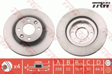 Renault Clio 4 Ön Fren Diski 1.2 TCe 120 Beygir 258 mm Çap 2012-2019 TRW