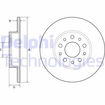 Fiat Egea Sedan/Hatchback Arka Fren Diski 1.4 Benzinli 95 Beygir 251 mm Çap 2015-2020 DELPHI