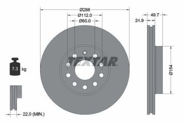 Skoda Octavia 2 Ön Fren Diski 1.4 TSI 288 mm Çap 2004-2012 TEXTAR
