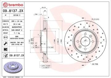 Renault Megane 2 Performanslı Ön Fren Diski 1.5 DCi 280 mm Çap Delikli 2003-2009 BREMBO XTRA