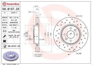 Renault Megane 2 Performanslı Ön Fren Diski 2.0 16V 280 mm Çap Delikli 2003-2009 BREMBO XTRA