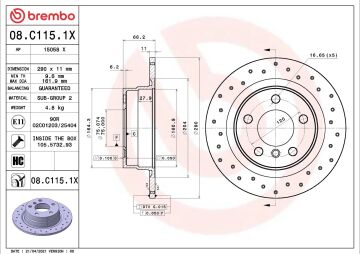 BMW 1 Serisi F20 Performanslı Arka Fren Diski 116i 290 mm Çap Delikli 2012-2019 BREMBO XTRA