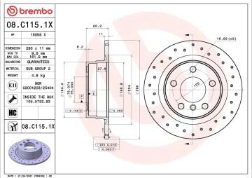 BMW 1 Serisi F20 Performanslı Arka Fren Diski 118i 1.5 Motor 136 Beygir 290 mm Çap Delikli 2015-2019 BREMBO XTRA