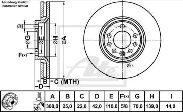 Opel Astra G Performanslı Ön Fren Diski 2.0 OPC 308 mm 1998-2004 ATE POWER DISC