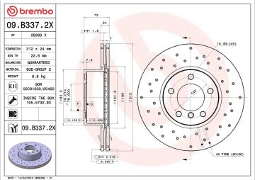 BMW 3 Serisi E90 Performanslı Ön Fren Diski 320i 170 Beygir 312 mm Çap Delikli 2008-2012 BREMBO XTRA