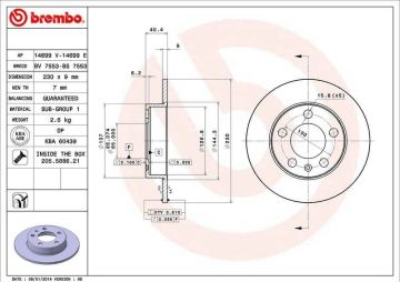 Volkswagen T-Cross Arka Fren Diski Bütün Modellere 232 mm Çap 2019 Sonrası BREMBO